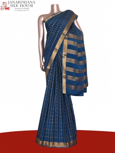 Pure Double Checks Zari Mysore Crepe Silk Saree